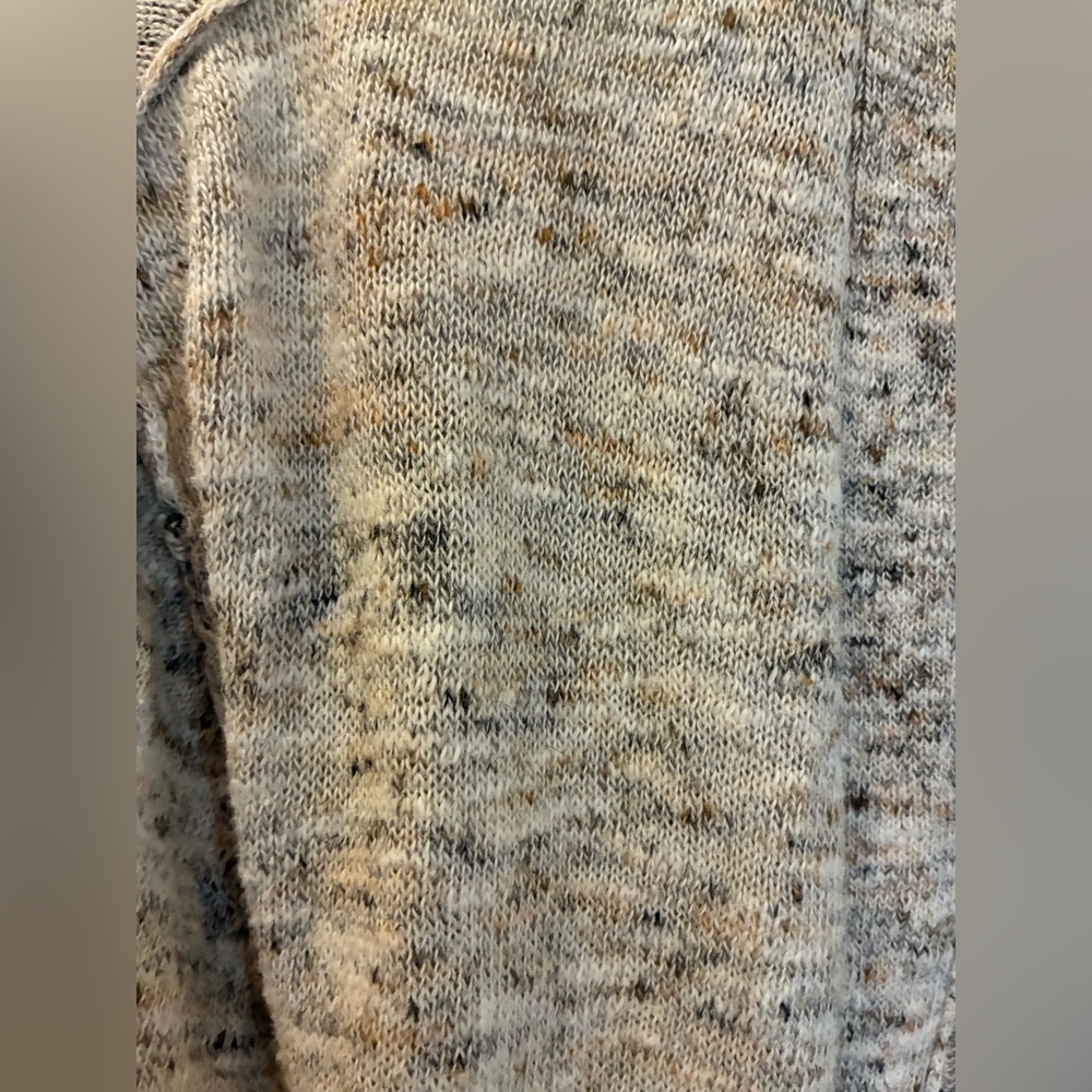 Zara Marled Neutral Open-Front Long Duster Cardigan with Split Back - Picture 2 of 9